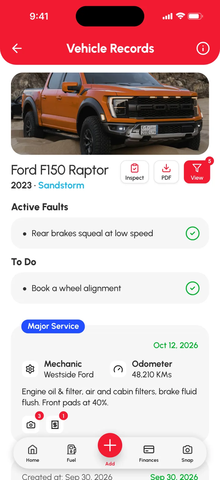 Loggy app screenshot: Starting an inspection (1 of 2)